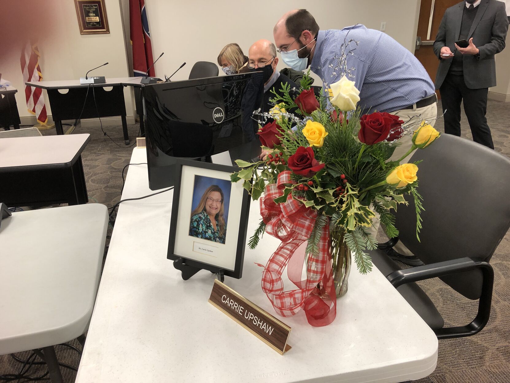 Flowers, photo honoring Carrier Upshaw